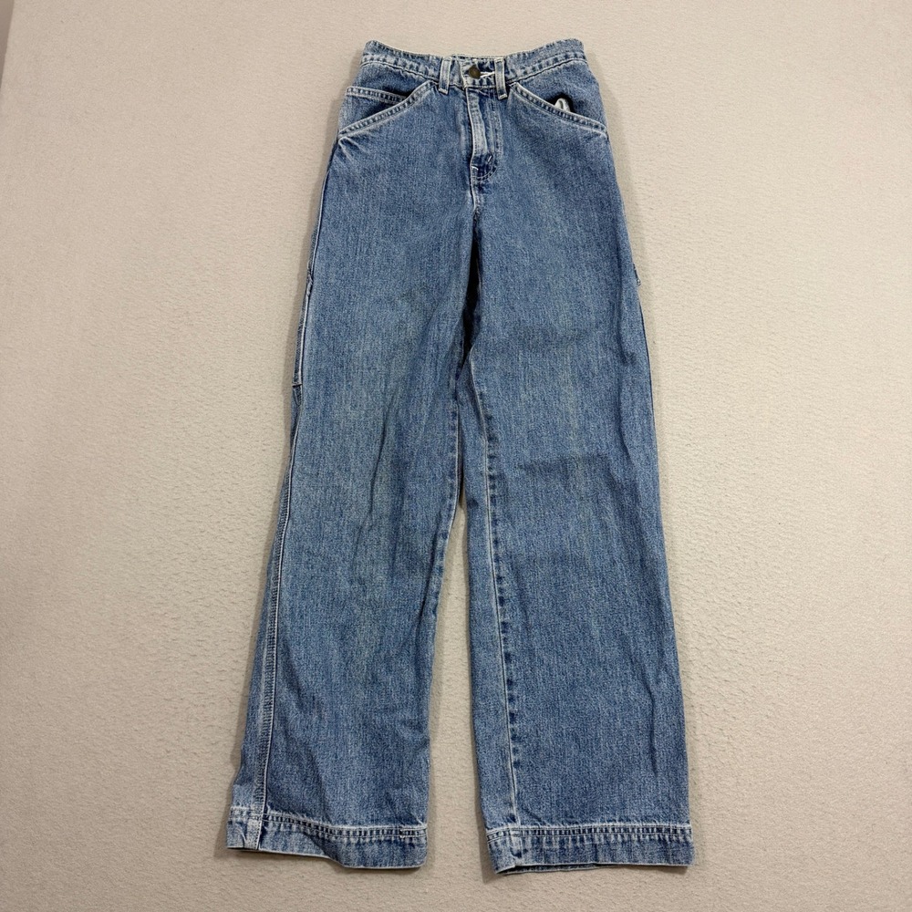 Vintage Levis Jeans Boys 14 Slim Blue Light Wash Zip Wide Leg Cotton USA 90s